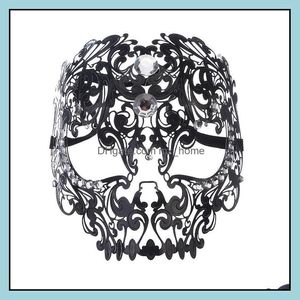Festliga tillbehör Hem Gardenmetal Masker Elegant Metal Laser Cut Venetian Halloween Ball Masquerade Mask för Party Cosplay DECRORION DROP D