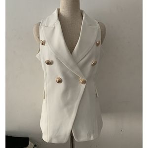 High-end Womens Vest Jacket Spring and Autumn Professional Classic Double-breasted Metal Buckle Suit Blazer Women 210527