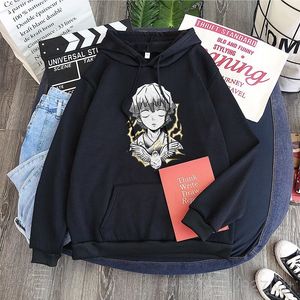 Het anime demon slayer agatsuma zenitsu print hoodies sweatshirt tecknad harajuku streetwear överdimensionerade casual hoodies y0319