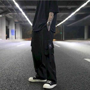 Falling overalls Functional trousers men's Hong Kong style big pocket straight pants loose casual wide-leg Ankle-Length pants G0104