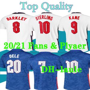 20 21 Jerseys de futebol Englan Gerrard Lampard Kane Dele Sterling Home Away Football Sett 20 21 Men Kit Uniformes