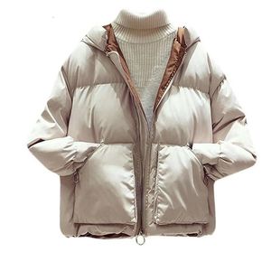 Women Warm Parkas Autumn Winter Thick Hooded Zipper Black Outwear Female Causal Short Coats Loose 210525