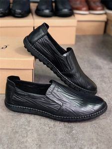 High Quality Designer Mens Dress Shoes Luxury Loafers Driving Genuine Leather Italian Slip on Black Casual Shoe Breathable With Box 057