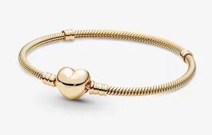 Novo 2021 100% 925 Sterling Prata Golden Love Bracelet Fit DIY Original FShion Jóias Presente 11123