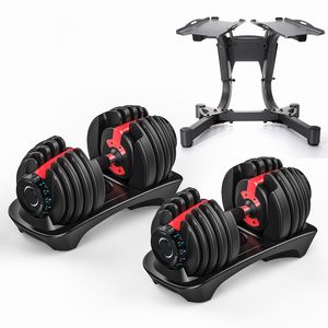 Adjustable Dumbbell Set 52.5 lb 24kg 90lb 40kg Workout Weights Exercise Steel Fitness Equipment Barbells Home Gym Machines Stronger Muscle Fast Adjust Comfortable