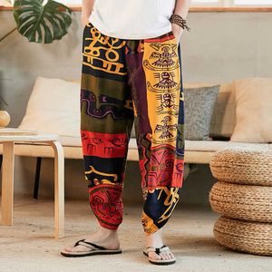 Nowy chiński styl bawełny i konopie drukowane wzór Capris dla mężczyzn jesienią 2021 x0621