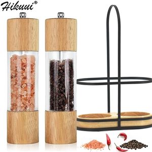 Manual Salt Pepper Mill Grinder Drewno Przyprawa Muller Narzędzia Do Kuchennego Akcesoria Kuchenne Naczynia Spice Frezarka Gadget 220311