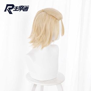 Anime Tóquio Revengers Sano Manjiro Cosplay Peruca Mikey Luz Loira Cabelo Curto Resistente ao Calor Fio de Temperatura Y0913