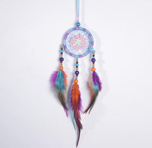 Styl narodowy dream catcher ręcznie szalony pióro wisiorek antyczne imitacji okrągły netto w pokoju dekoruje ścienne sztuki i rzemiosło SN5469