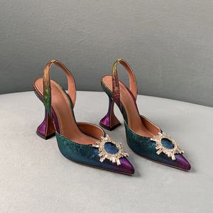 Amina Muaddi Begum Crystal-Crystal Multicolour Pumps Buty buty szpula Obcasy Sandały 95 mm Damskie projektanci sukienki Sandał Sandał Eventback