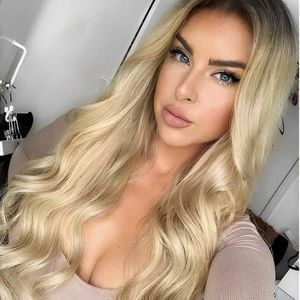 613 Ombre Blonde Lace Front Wig Long Body Wave Synthetic Wig For Women Pre-Plucked With Babyhair High temperature Resistancefactory direct