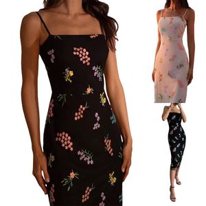 Wholesale 1.piece dress resale online - Casual Dresses Est Women Close fitting Slip Dress Floral Embroidery Pattern Boat Neck Sleeveless piece Black White