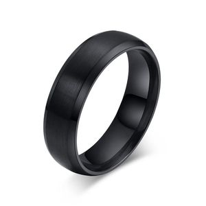 Bröllopsringar mens 6mm band rostfritt stål ring män smycken engagemang figur komfort passar avfasade kanter svartblå guldfärg