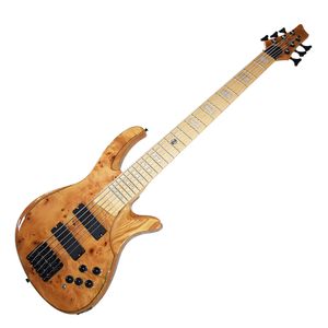 Burl Maple Veneer, Active Circuit, Maple Fretboard와 함께 공장 아울렛 -6 트리밍 자연 애쉬 전기베이스 기타
