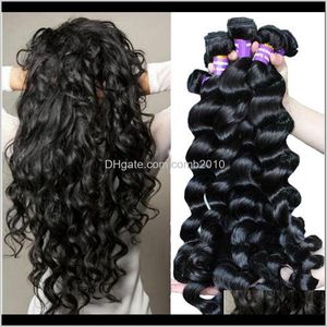 Obehandlad brasiliansk mänsklig remy Virgin Hair Loose Wave Hair Weaves Hårförlängningar Naturfärg 100g / Bunt Double Wefts 6O8BU YBM1A