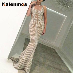 Casual Dresses Kalenmos 2021 Evening Party Mermaid Dress Women Sexig bronsing ärmlös Summer Prom Club Bodycon Vestido de Mujer