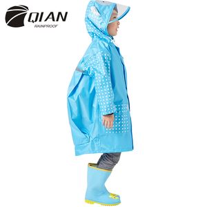 Qian 3-10 yaşında moda su geçirmez çocuk erkek kız yağmurluk kapüşonlu yağmur panço karikatür yağmur dişli çocuk yağmur coat suit 210320