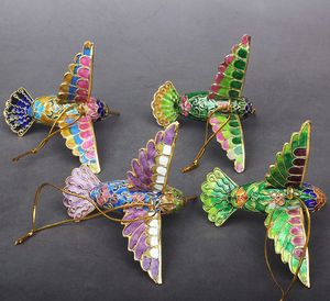 Handgjorda kinesiska Cloisonne Emalj Filigree Färgglada Fåglar Pendant Ornaments Heminredning Julgran Hängande Dekoration