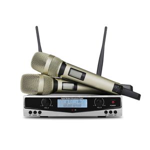 SKM9100 Aşamalı Performans Ev KTV Yüksek kaliteli UHF Profesyonel Çift Kablosuz Mikrofon Sistemi Dinamik Uzun Mesafe - Karaoke Geceleri için Mükemmel!