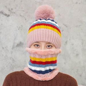 Beanie / Kafatası Kapaklar Kış Kadın Örme Şapka Eşarp Kadın Sıcak Set Moda Yün Kalınlaşma Casual Kar