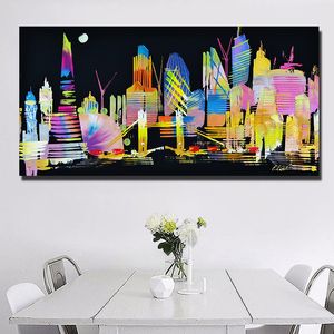 Pintura de lona Pintura da cidade de Londres Nightlines Abstract Pictures Decoração de parede Pintura Decoração de casa Modern Canvas Impresso