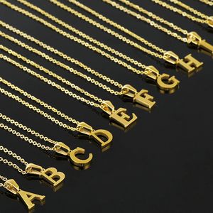 Rostfritt stål Inledande brevhängen halsband för kvinnor flickor 18k guldpläterade smycken mode USA Amerika små initialer hänge
