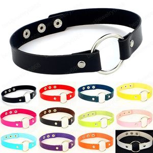 Fashion Collar Punk Round Gothic Choker Necklace Love PU Leather Neck Buckle Necklaces Jewelry For Women Gift Accessories
