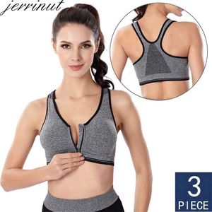 3 pezzi reggiseni push up bralette per donna reggiseno senza cuciture con cerniera frontale imbottita sport reggiseno wirefree bralette fitness top 211217