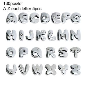 Więcej opcji DIY Akcesoria Koraliki Czapki 130 Sztuk 8mm English Alfabet Letters Slajdów Charms Rhinestone Fit Pet Collar Wristband Naszyjnik Keychain