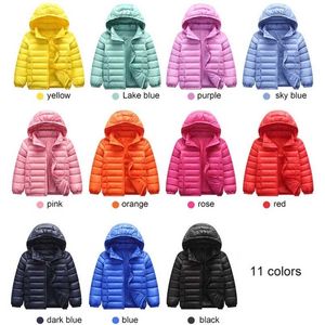 Baby Girls Boys Parka Light детская куртка капюшон 90% утка вниз пальто зимние дети весенние падение малышей верхняя одежда 1-12 год 211203