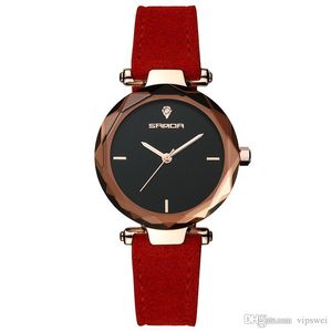 Kvinna Klänning Klocka Present Vattentät Plush Leather Luxury Fashion Quartz Kläder Tjej Student Klockor Klocka Armbandsur