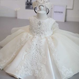 Baptism White Ceremonia Dress Girl Beading 1st Urodziny Dress Baby Girl Dress Elegant Princess Dresses Party Christening Vestidos Q0716