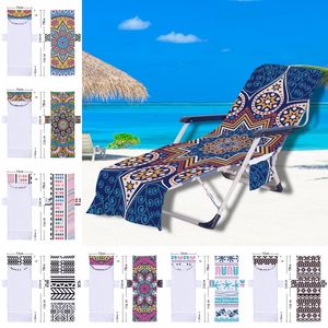 Beach Chair Cover Mandala Pattern Pool Lounge Chaise Towel Sun Lounges Covers with Side Storage Pockets