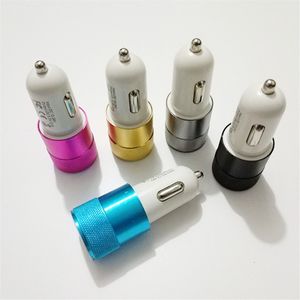 Auto-Ladegerät, Metall-Reiseadapter, 2 Anschlüsse, bunter Micro-USB-Stecker für Samsung S20 Plus, S21 Ultra, OPP-Pakete