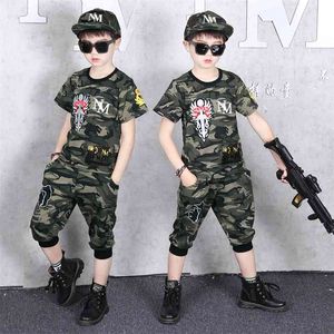 Småbarn Korta Set Boys Camouflage Kids Sport kostym Ärme Tshirts och byxor Outfits Summer Children 2 Piece Sets 8 till 12yrs 210622