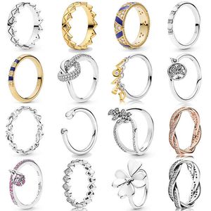 NIEUWE Sterling Zilveren Ring Verleidelijke Briljante Prinses Boom Of Love Bedazzling Vlinders Ring voor Dames Pan Cadeau Sieraden X0715