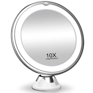 8 '' Mirror de maquiagem flexível 10x ampliação com tela de toque LED Vanity Table Portátil Cosmetic Ferramenta