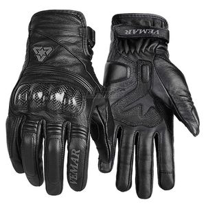 Черные мотоциклетные перчатки мужские кожаные ретро полный палец перчатки мотоцикл сенсорный экран мотокросс углеродного волокна гоночные перчатки H1022