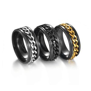 New Fashion Men Beer Opening Transfer Band Ring Rotatable Chain Stainless Steel Rings