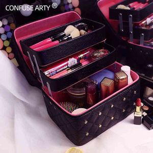 Torba do makijażu Wysokiej jakości Piękne pudełko kosmetyczne Kobiety Casual Składane Warstwy Profesjonalne Przechowywanie Podróży Duża Pojemność Walizka