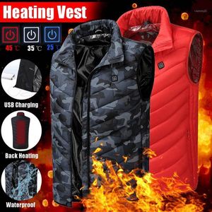 Utomhus t-shirts vinterelektrisk uppvärmd väst män kvinnor tvättbar uppvärmning väst termisk varm kläder USB laddningsjacka
