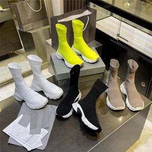 Designer Women Boots Moda Hosiery Dla Mężczyzn Kobiety Wiosna I Jesień Stretch Dzianiny Casual But Black White Fluorescencyjne trampki