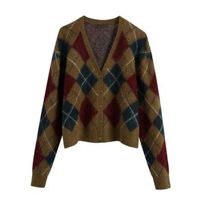 BlsQR Moda Geometryczny wzór Sweter Sweter Kobiety Z Długim Rękawem Pojedynczy Kierowiec Kobiet Odzież wierzchnia Chic Street Jacket 210430