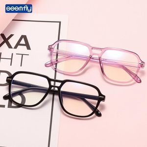 Seemfly Vintage Doppelstrahl-Anti-Blaulicht-Brillengestell, transparente Farbe, optische Sepectacles, übergroße Computerbrille, modische Sonnenbrille