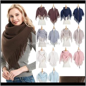 Wraps Hats, & Gloves Aessories Fashion Winter Women Soild Scarf Casual Square Tassel Shawl Soft Warm Scarves Wrap For Ladies Foulard Drop Del