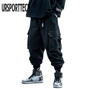 URSPORTTECH Black Cargo Hosen Männer Hip Hop Herbst Harem Hose Streetwear Harajuku Jogger Sweatpant Baumwolle Hosen Männliche Hosen 210714