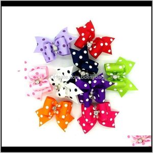 Apparel Supplies Hem Gardenlovely 4 * 2cm Tyg Dots Bowtie Dogs Aessories Pet Hårbågar Grooming Presenter