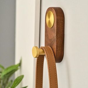 Wholesale hat and coat hooks wall mounted resale online - Hooks Rails Wooden Coat Hook Wall Mounted Hat Hooks Black Walnut Punch free Bathroom Hanging Hanger For Home And El Decor