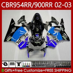 Kit de corpo para Honda CBR954-RR CBR900RR 2002-2003 Bodywork 61No.116 CBR954RR CBR954 CBR900 CBR Repsol Blue 900 954 RR CC 900CC 2002 2003 CBR 954RR 900RR 02 03 Feedings