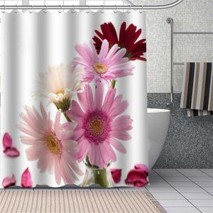 Gerberas anpassade mönster polyester bad gardin Vattentät dusch gardiner DIY Badskärm Tryckt gardin för badrum 211116